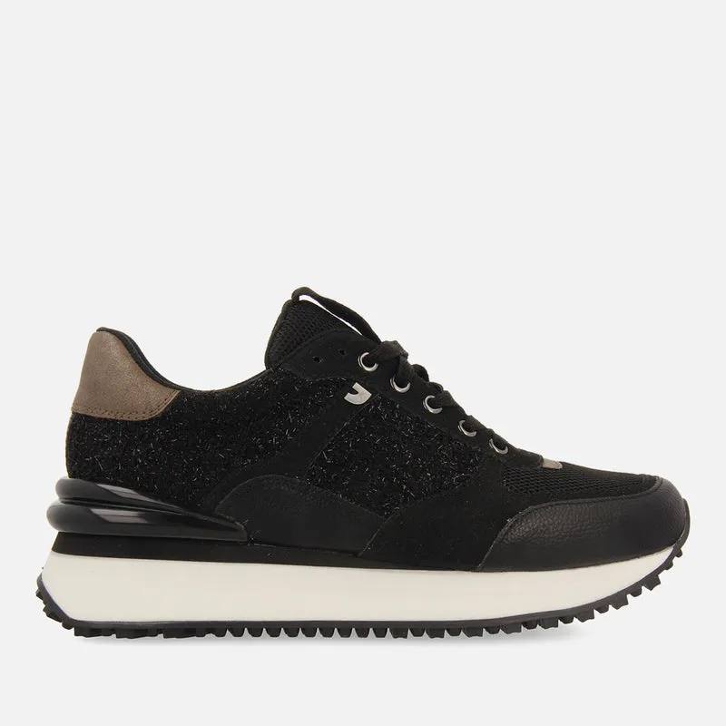 Binsfeld women's black monochrome shiny sneakers
