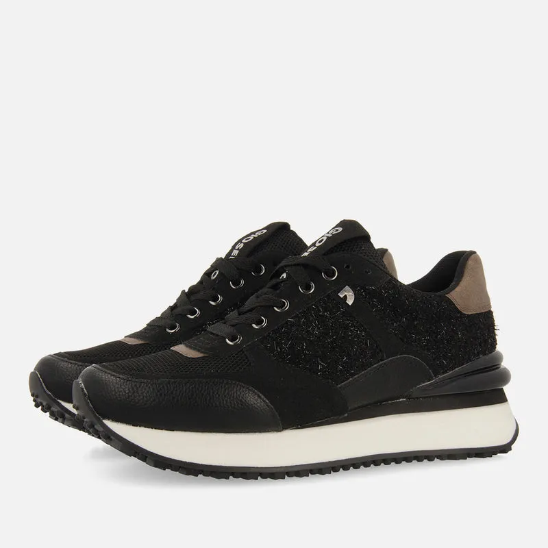Binsfeld women's black monochrome shiny sneakers