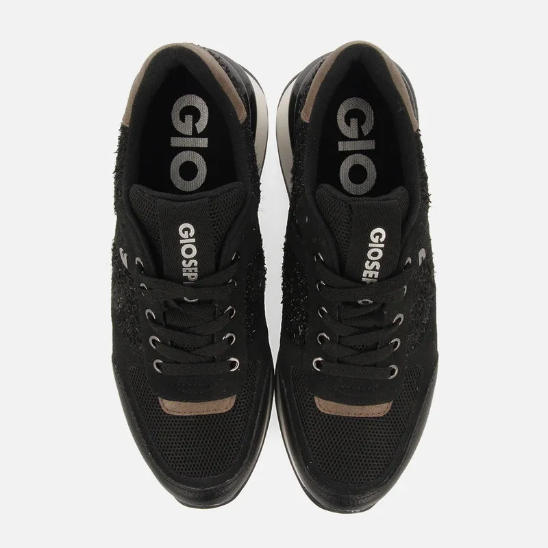 Binsfeld women's black monochrome shiny sneakers