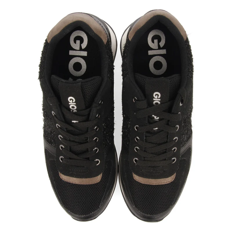 Lellig women's black monochrome sneakers with inner wedges