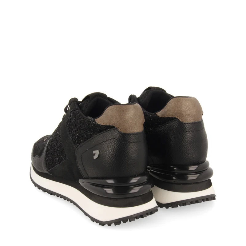 Lellig women's black monochrome sneakers with inner wedges