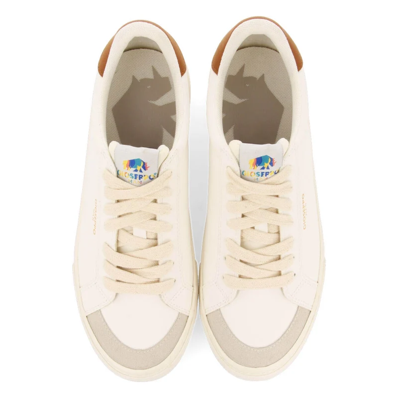 Roujan men's white sneakers with tan details