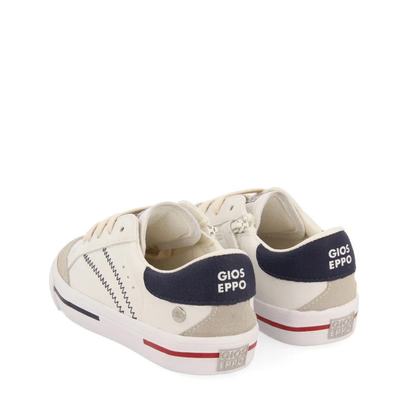 Favaios boys white sneakers with blue topstitching