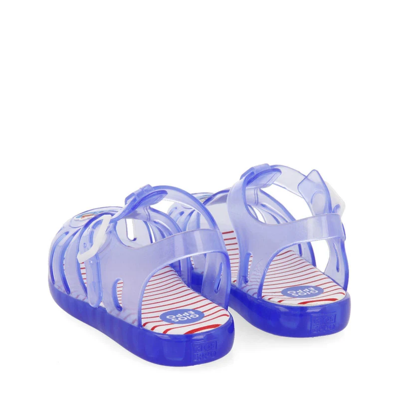 Kawit babies blue jelly sandals withenguin design