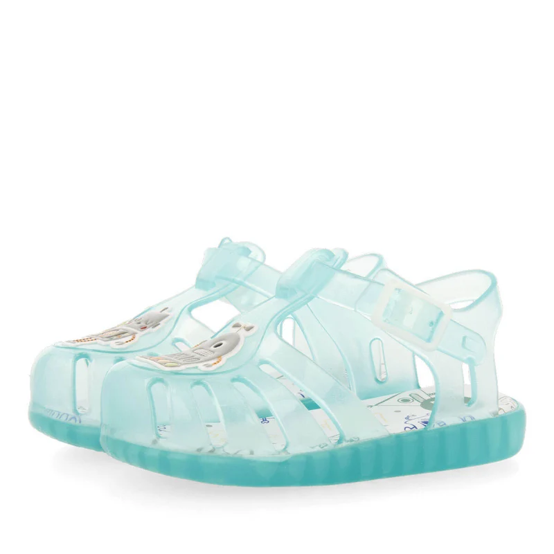 Popian babies green jelly sandals with robot design