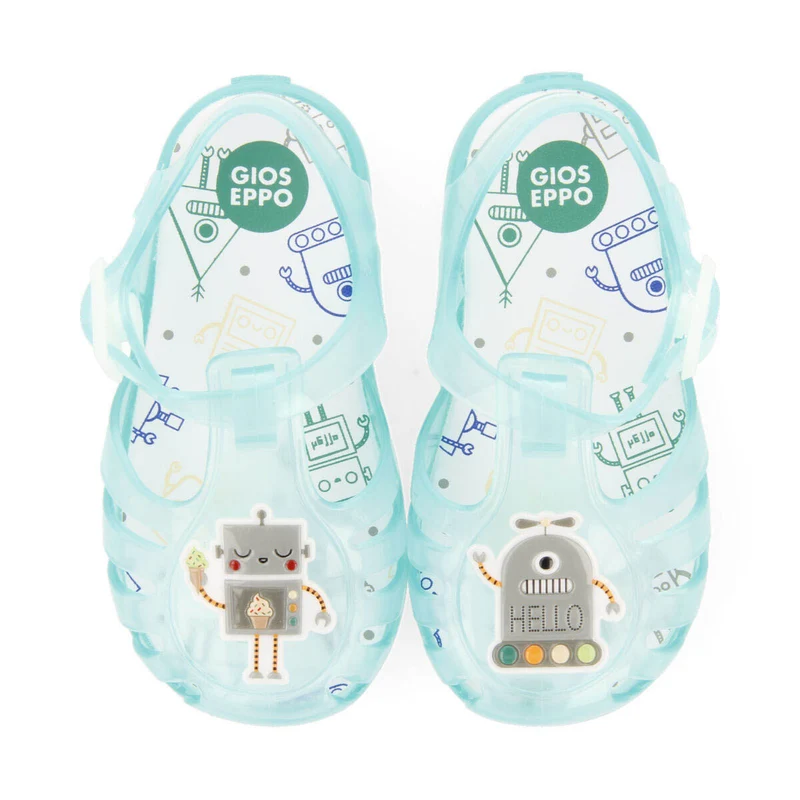 Popian babies green jelly sandals with robot design