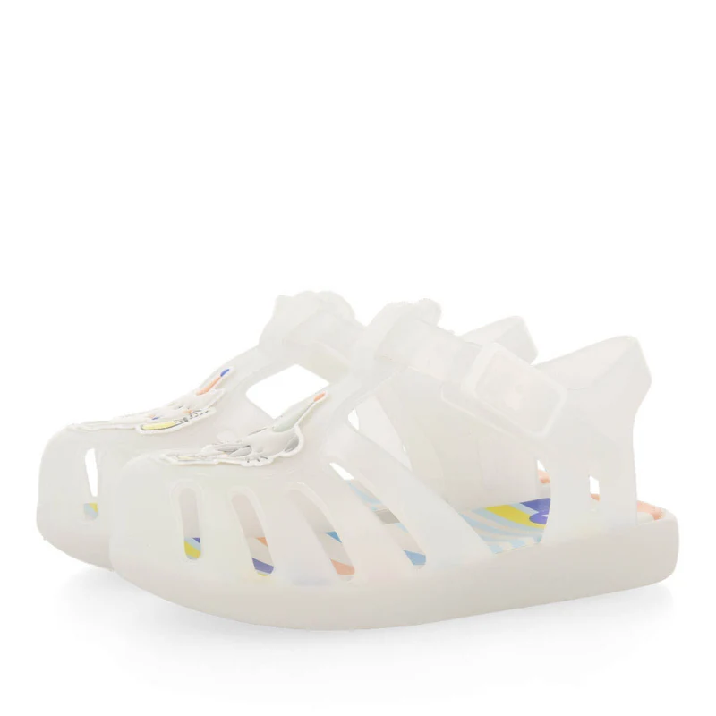 Uarini babies white jelly shoes with kitten anduppy design