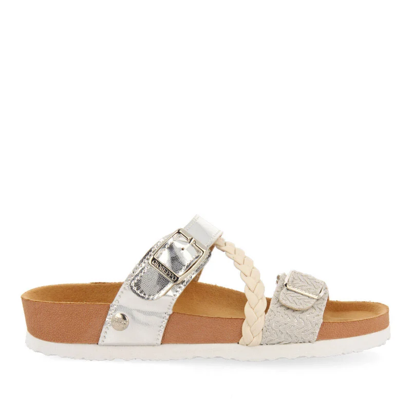 Macasar girls silver footbed sandals