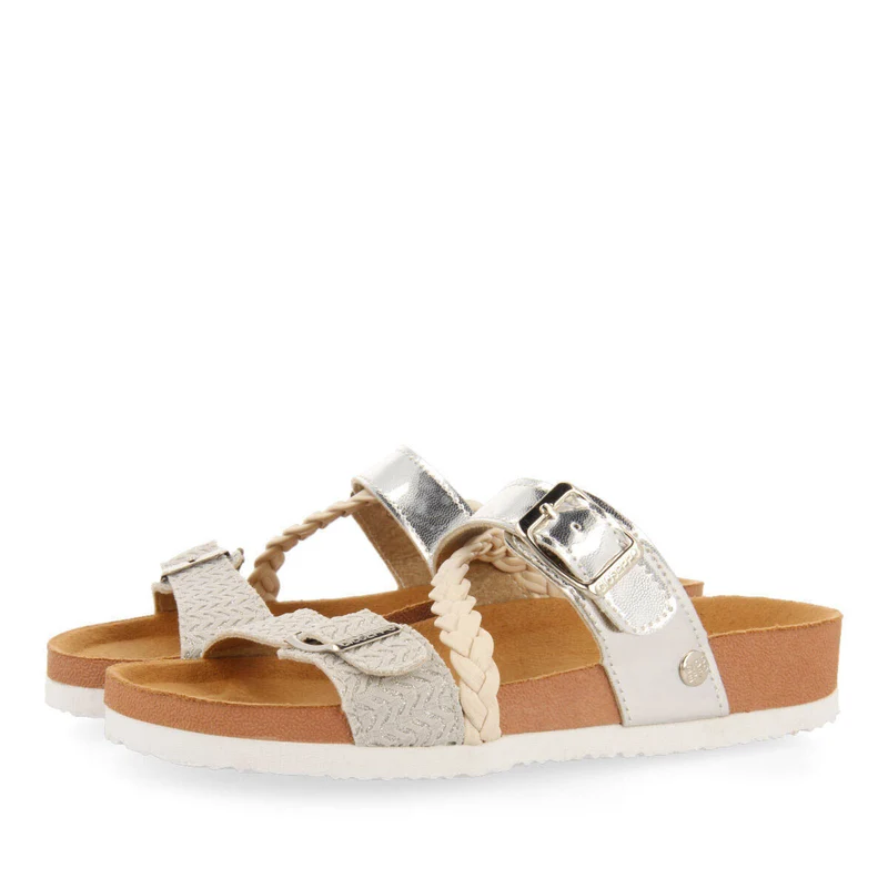 Macasar girls silver footbed sandals