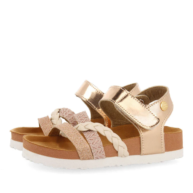 Thoity girls gold footbed sandals with straps