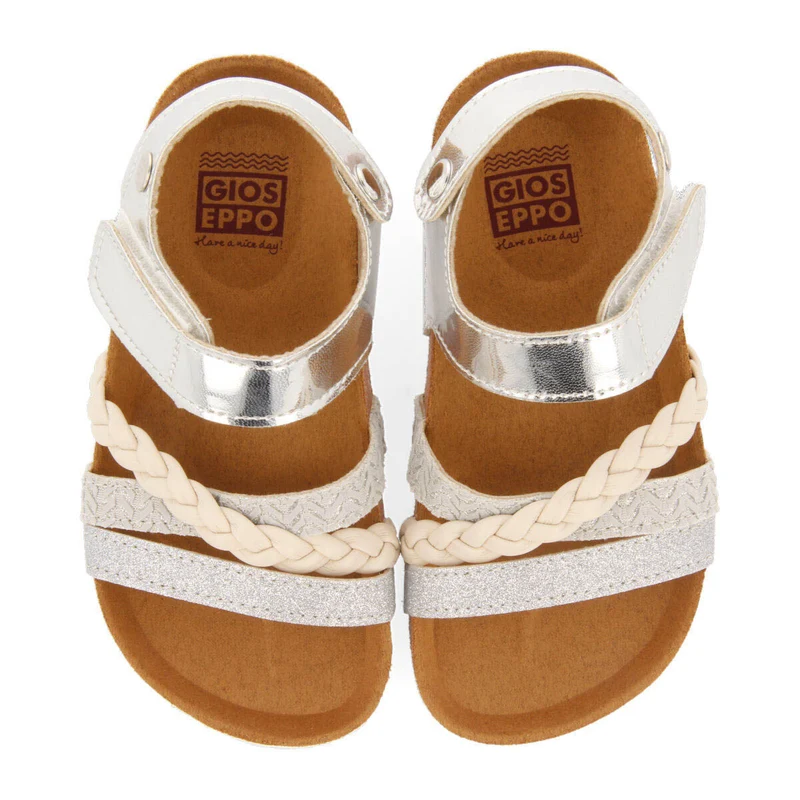 Thoity girls silver footbed sandals with straps