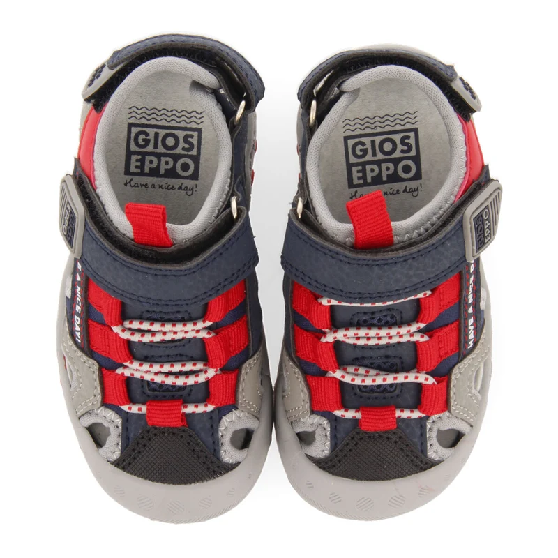 Berilo babies grey sports sandals with colourful accents
