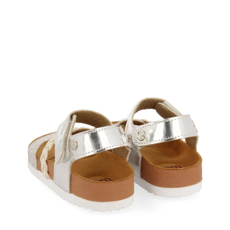 Thoity girls silver footbed sandals with straps