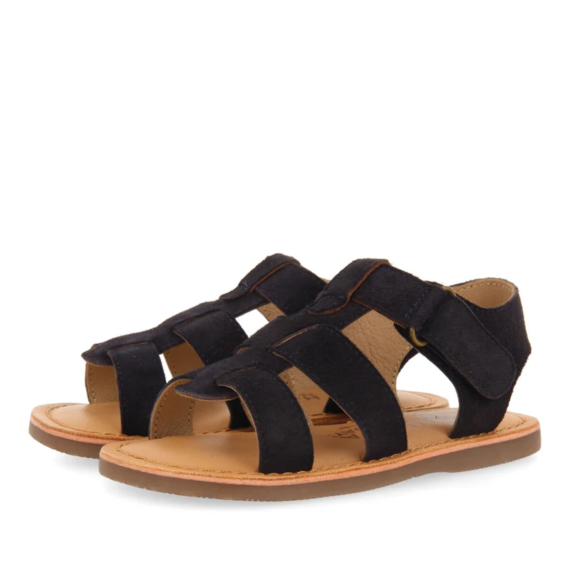 Anaco boys navy blue leather strappy sandals