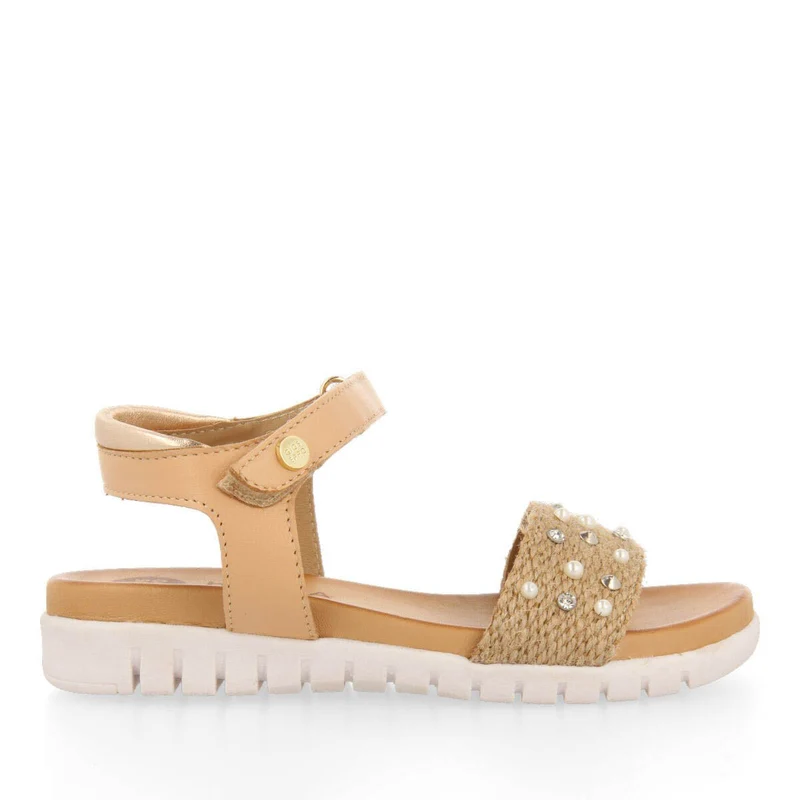 Outreau girls detailed rose gold jute sandals