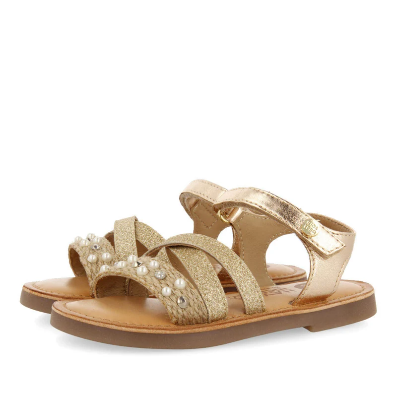 Jandira girls multicoloured jute sandals withearls and glitter