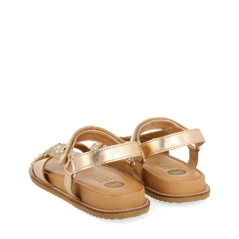 Ipameri girls rose gold sandals with anatomical insoles and jute