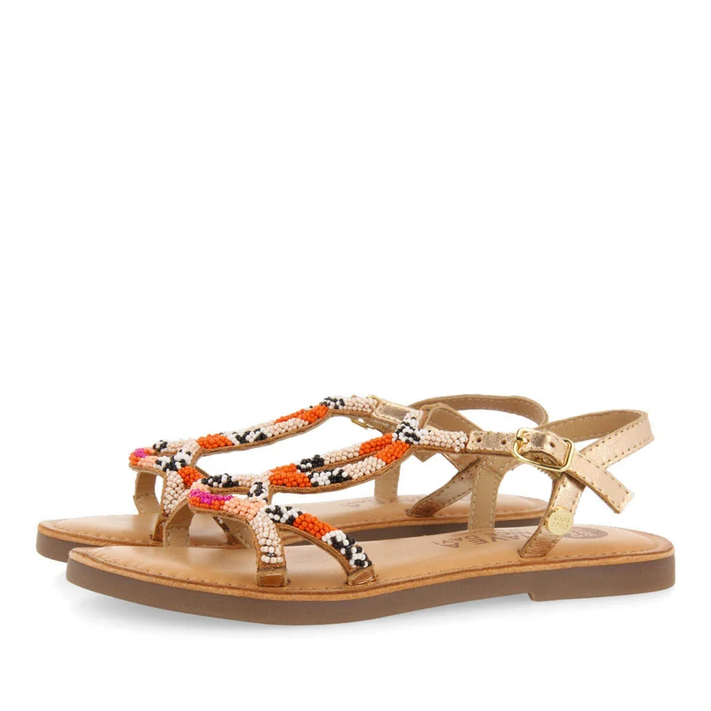 Casole girls leather sandals withink geometric details