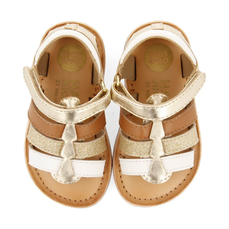 Soacha girls gold leather roman sandals