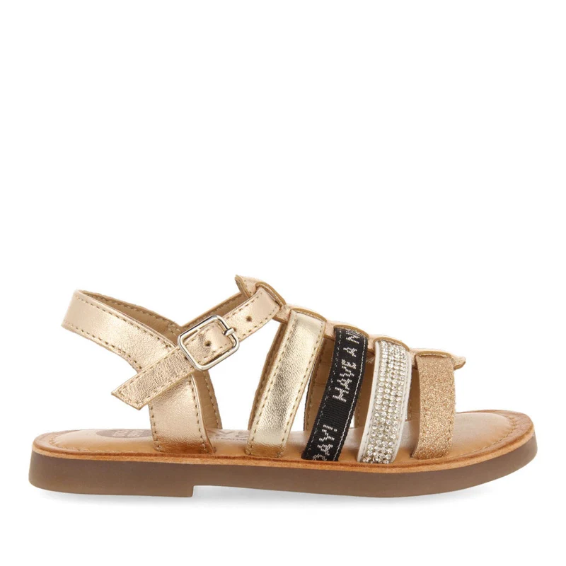 Tingry girls leather sandals with multicoloured details