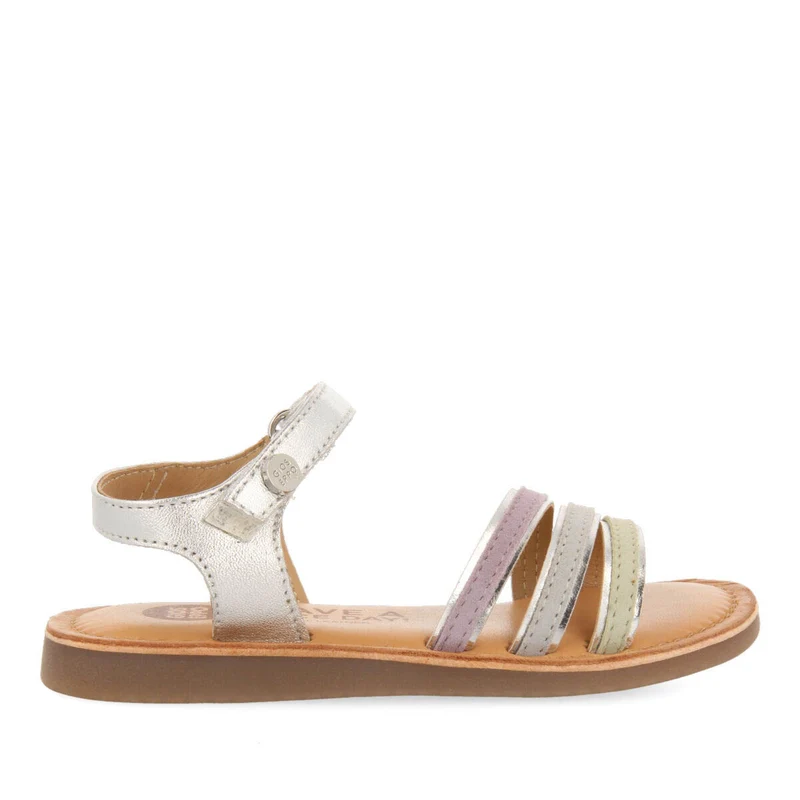 Angeja girls silver sandals with metalliciping