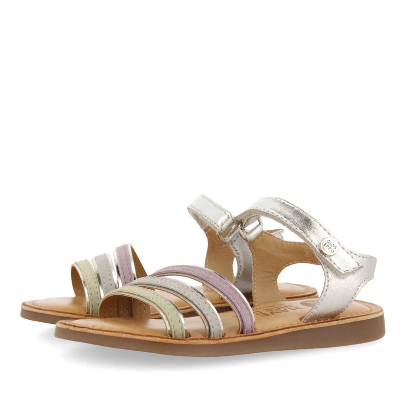 Angeja girls silver sandals with metalliciping