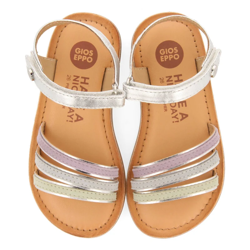 Angeja girls silver sandals with metalliciping