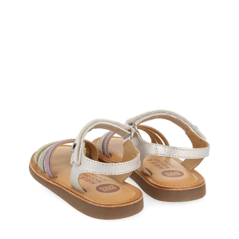 Angeja girls silver sandals with metalliciping