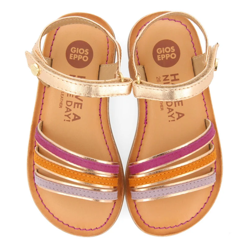 Angeja girls rose gold sandals with metalliciping