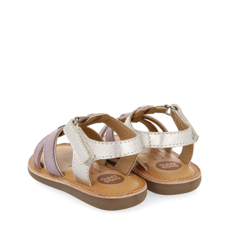Argis girls lilac leather sandals with decorative metalliciping