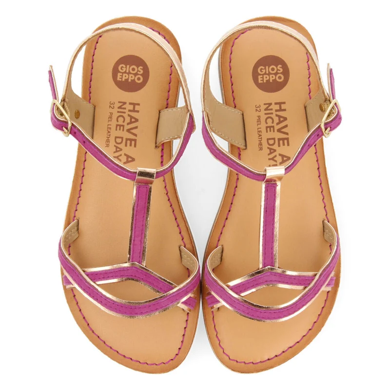 Cleurie girls fuchsia sandals with metalliciping