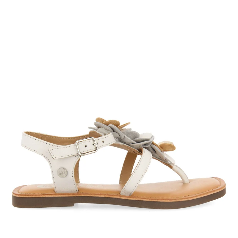 Sirnak girls white floral leather sandals