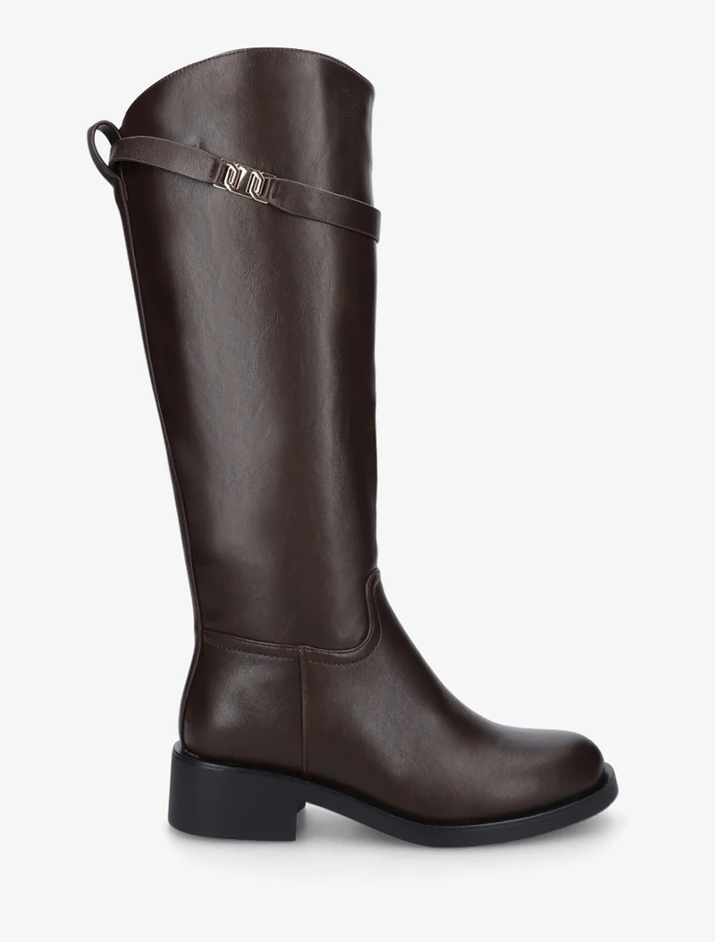 Bottes en simili à lannière décorative - Marron