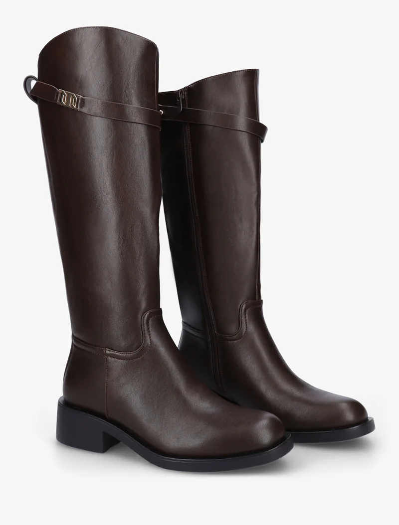 Bottes en simili à lannière décorative - Marron
