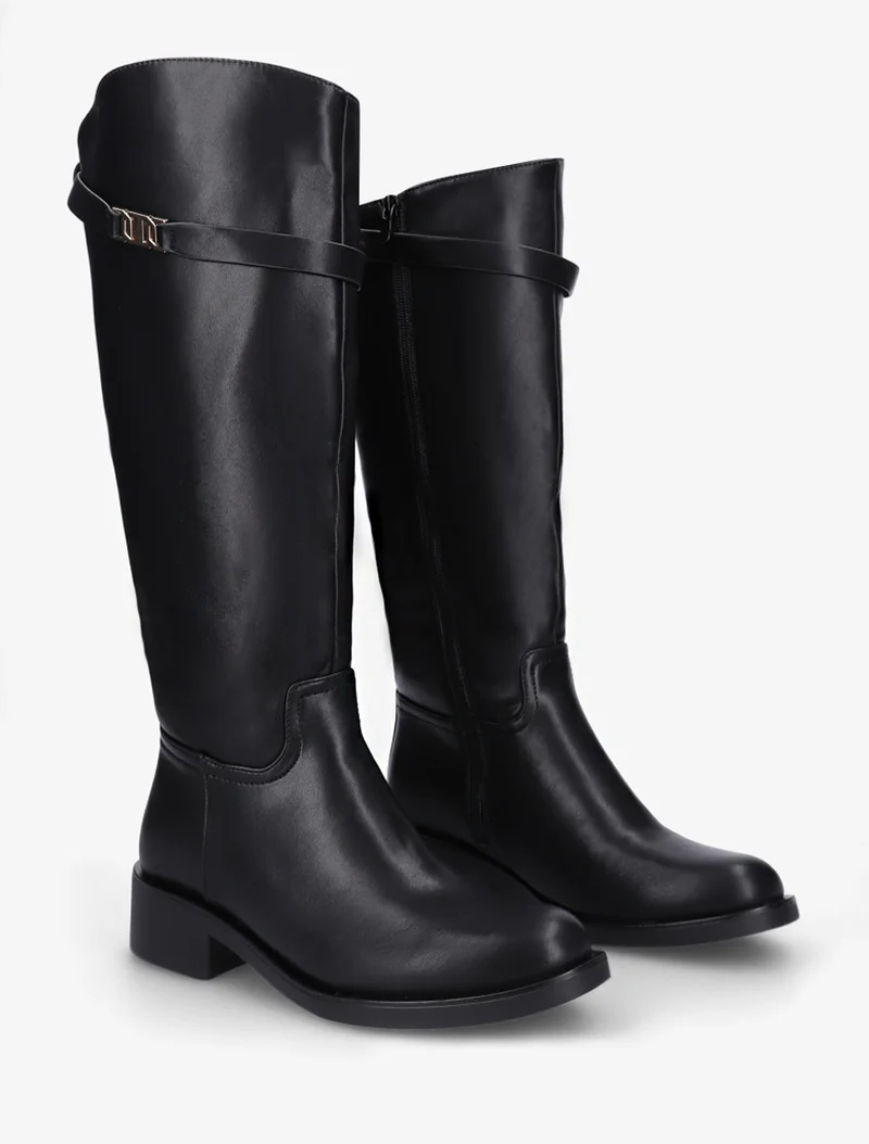 Bottes en simili à lannière décorative - Noir