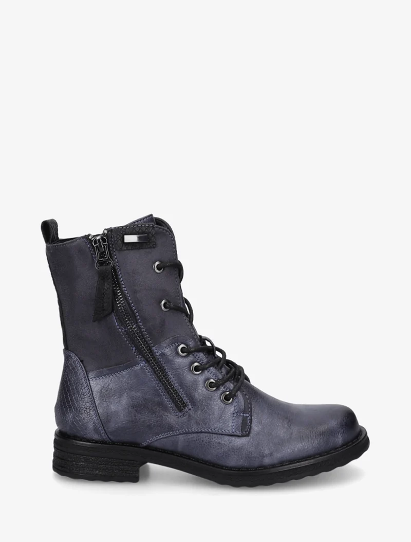 Bottines bimatière à lacets - Bleu