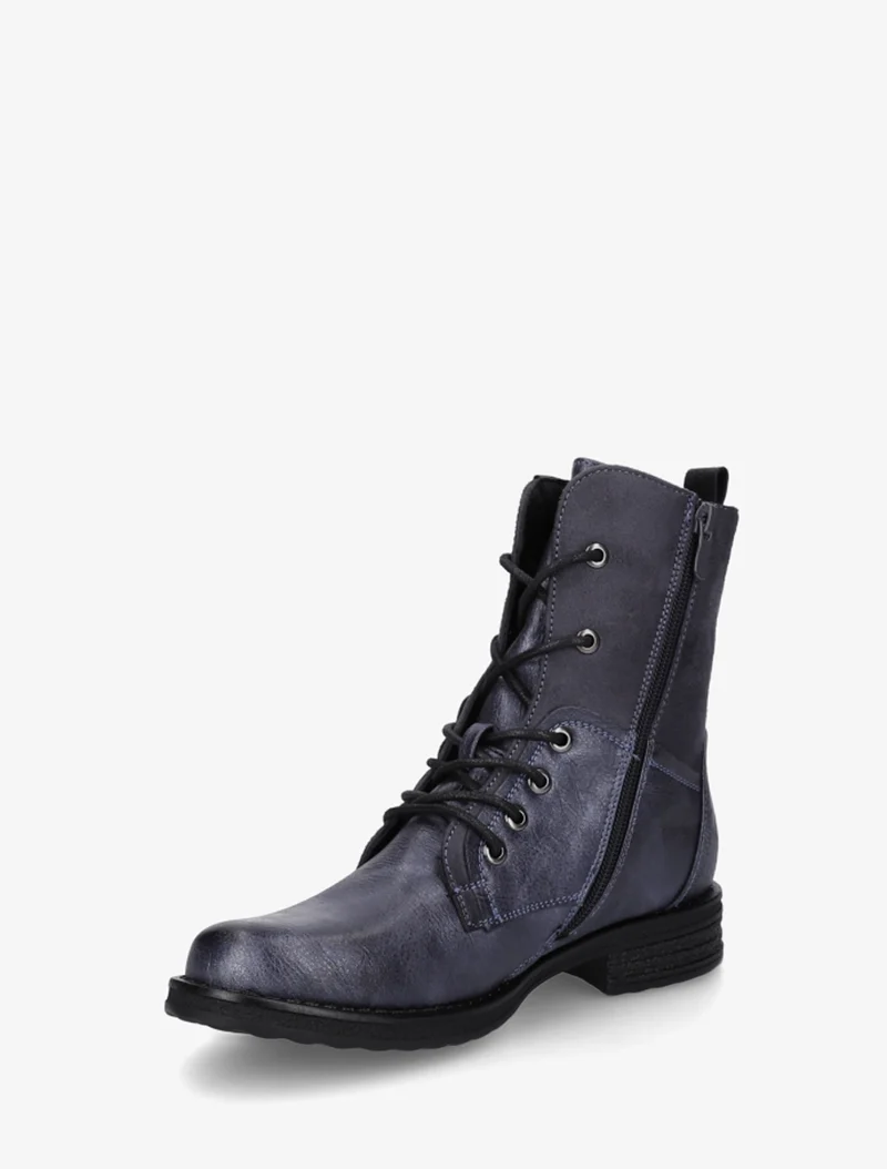 Bottines bimatière à lacets - Bleu
