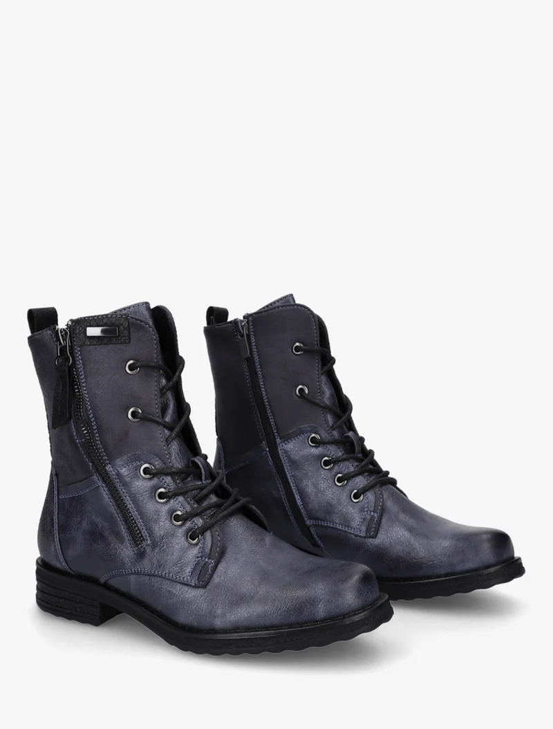 Bottines bimatière à lacets - Bleu