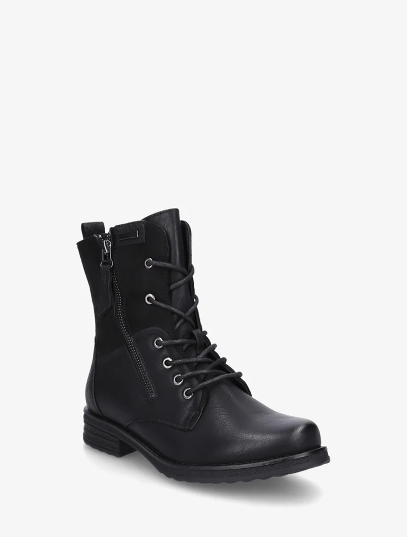 Bottines bimatière à lacets - Noir