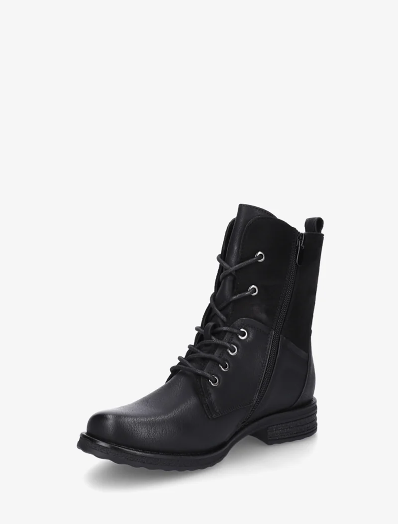 Bottines bimatière à lacets - Noir