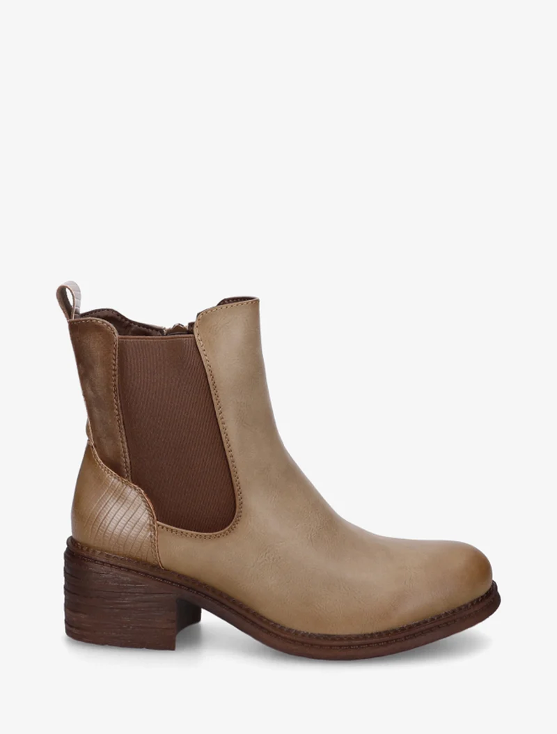 Bottines bimatière à contrefort effet python - Taupe