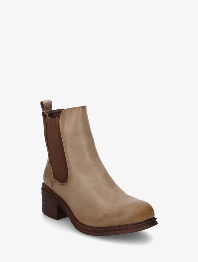 Bottines bimatière à contrefort effet python - Taupe