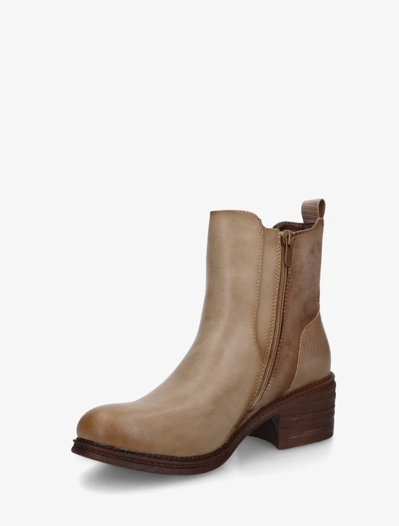 Bottines bimatière à contrefort effet python - Taupe