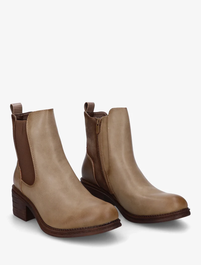 Bottines bimatière à contrefort effet python - Taupe