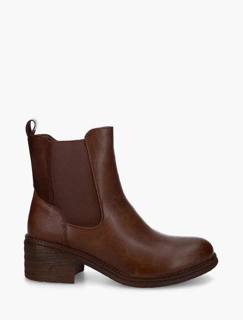 Bottines bimatière à contrefort effet python - Marron