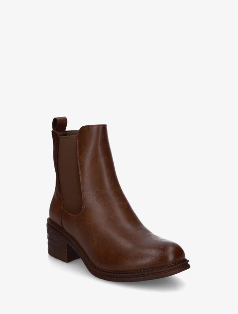 Bottines bimatière à contrefort effet python - Marron