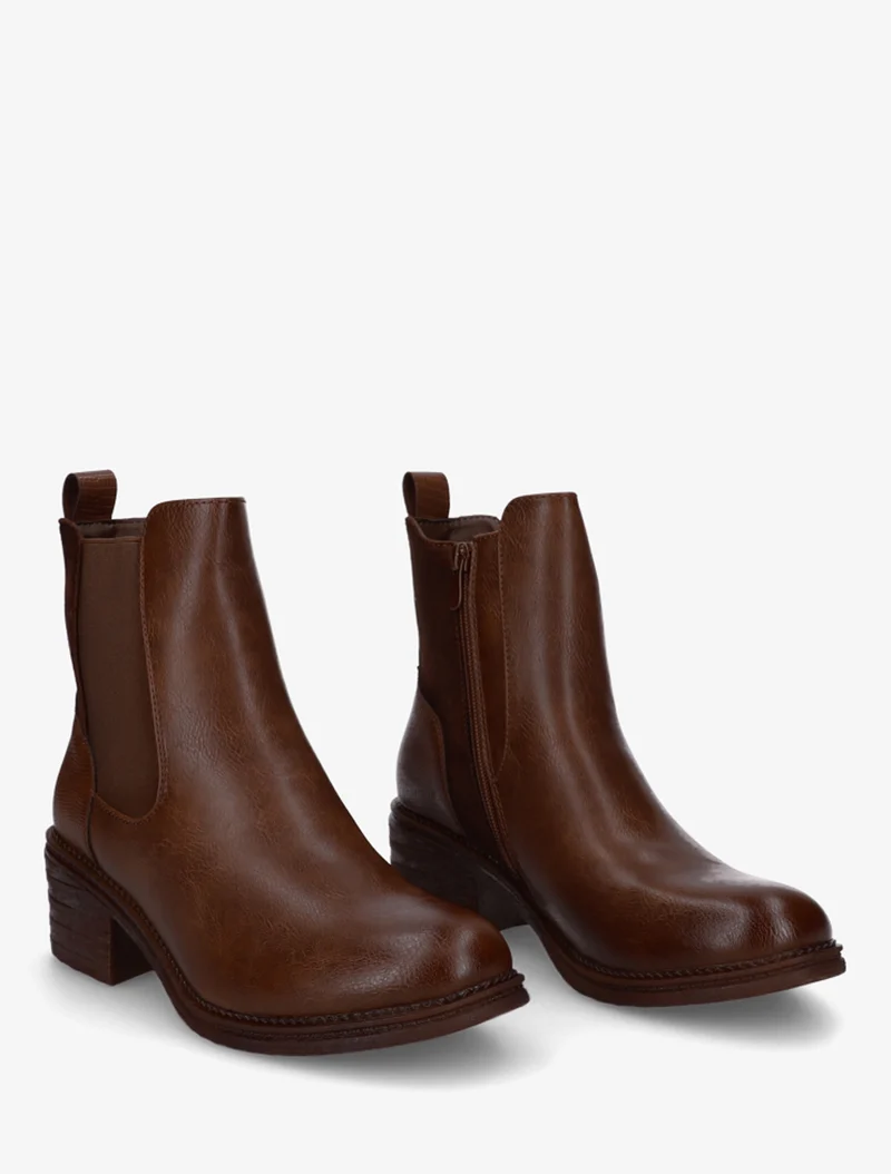 Bottines bimatière à contrefort effet python - Marron