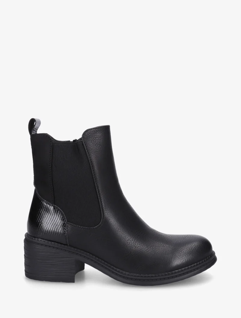 Bottines bimatière à contrefort effet python - Noir