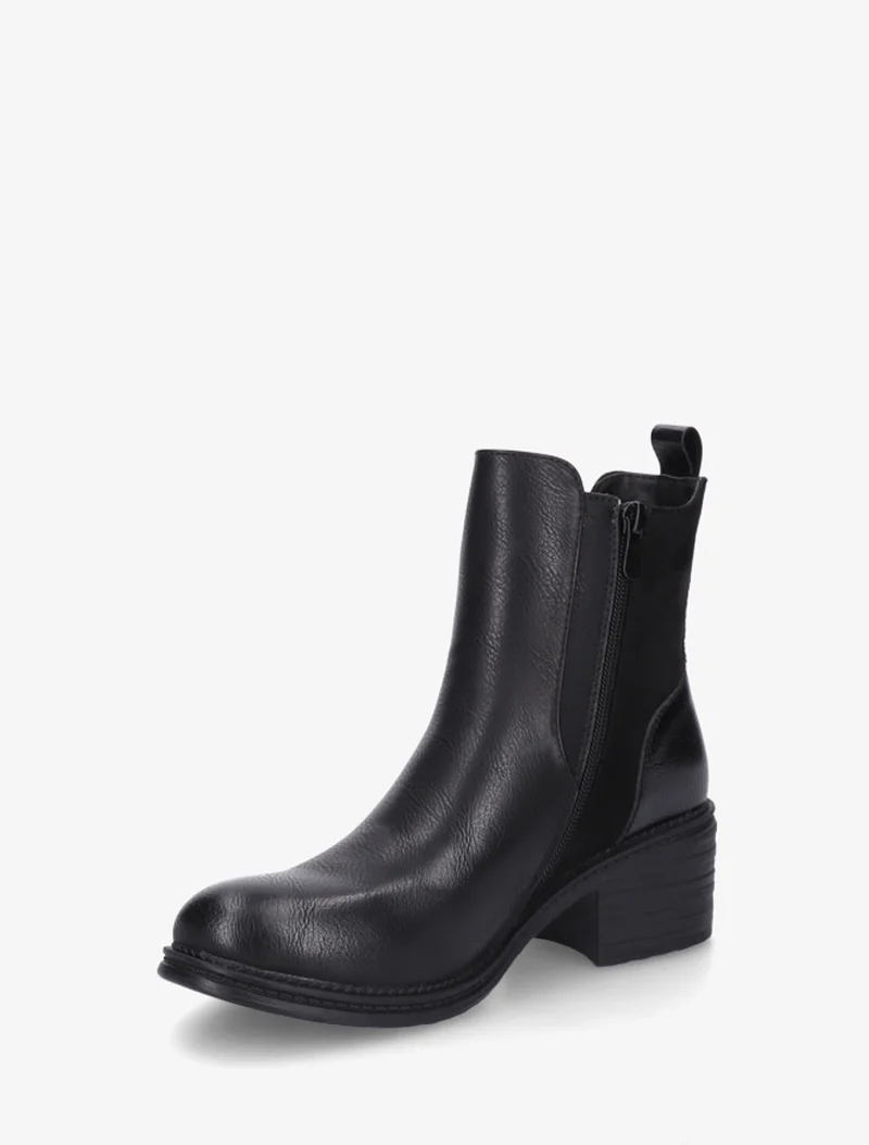 Bottines bimatière à contrefort effet python - Noir