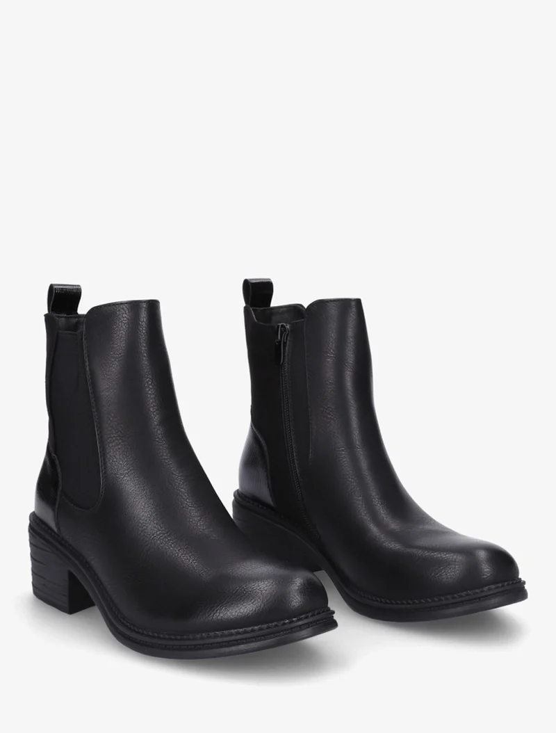 Bottines bimatière à contrefort effet python - Noir